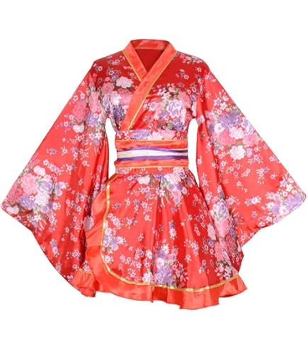 Amazon.co.jp: セクシー 着物ドレス 花魁 コスプレ衣装 ショート丈 花